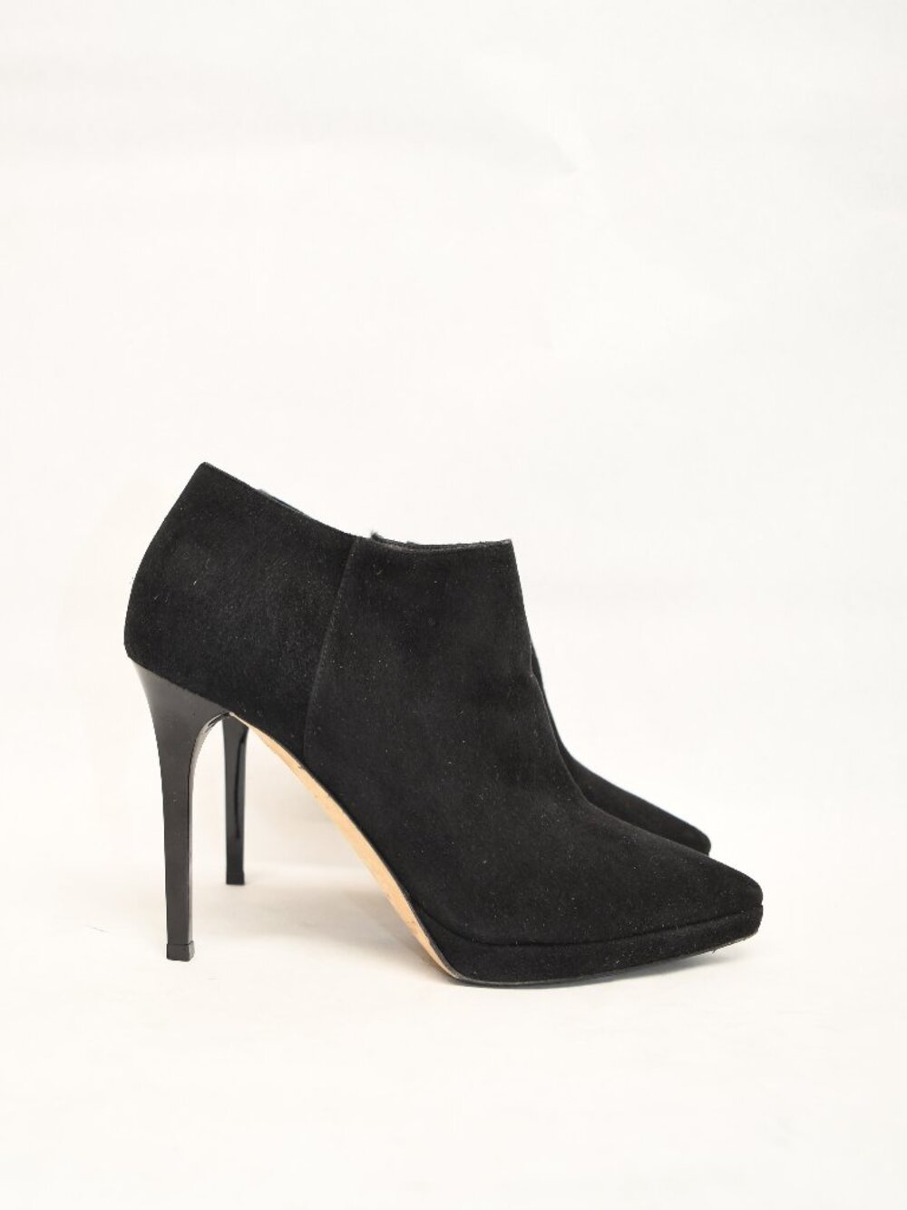 $990 JIMMY CHOO LINDSEY BOOTIE POINTY HEEL PLATFORM SUEDE BLACK 36.5 (RB)